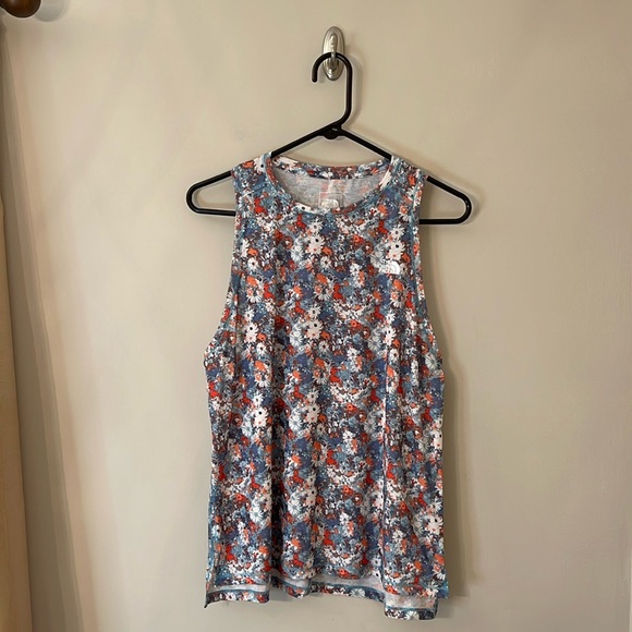 THE NORTH FACE Wander Slitback Womens Tank Top Reef Waters Wild Daisy Print Sz M - Picture 3 of 14